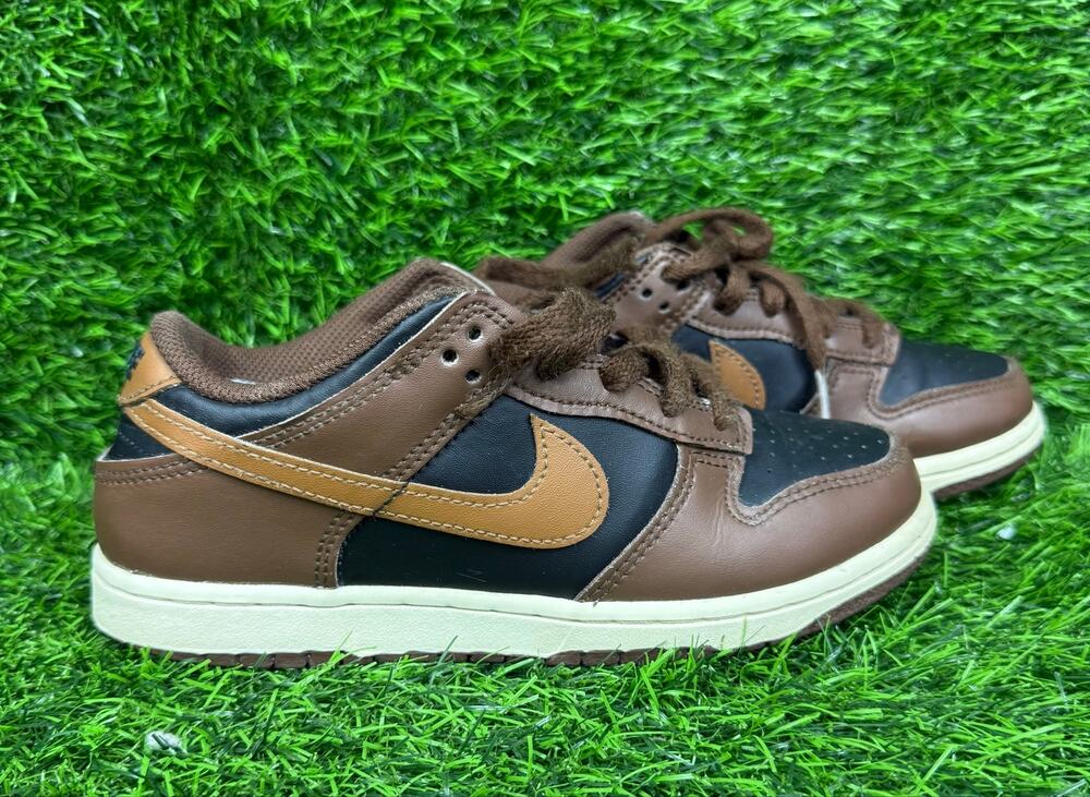 Nike Dunk Low PS Black Cacao Wow Kids 3Y Brown Black Leather Sneakers FB9108-006